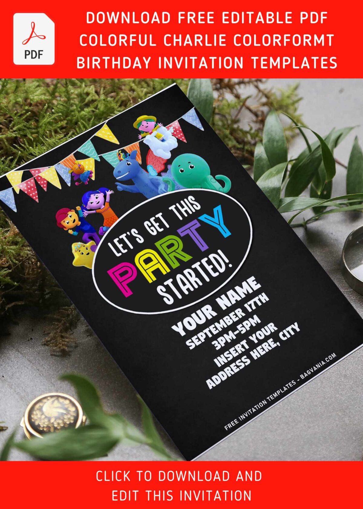 (Free Editable PDF) Chalkboard Charlie's Colorform City Birthday Invitation Templates with cute and catchy wordings
