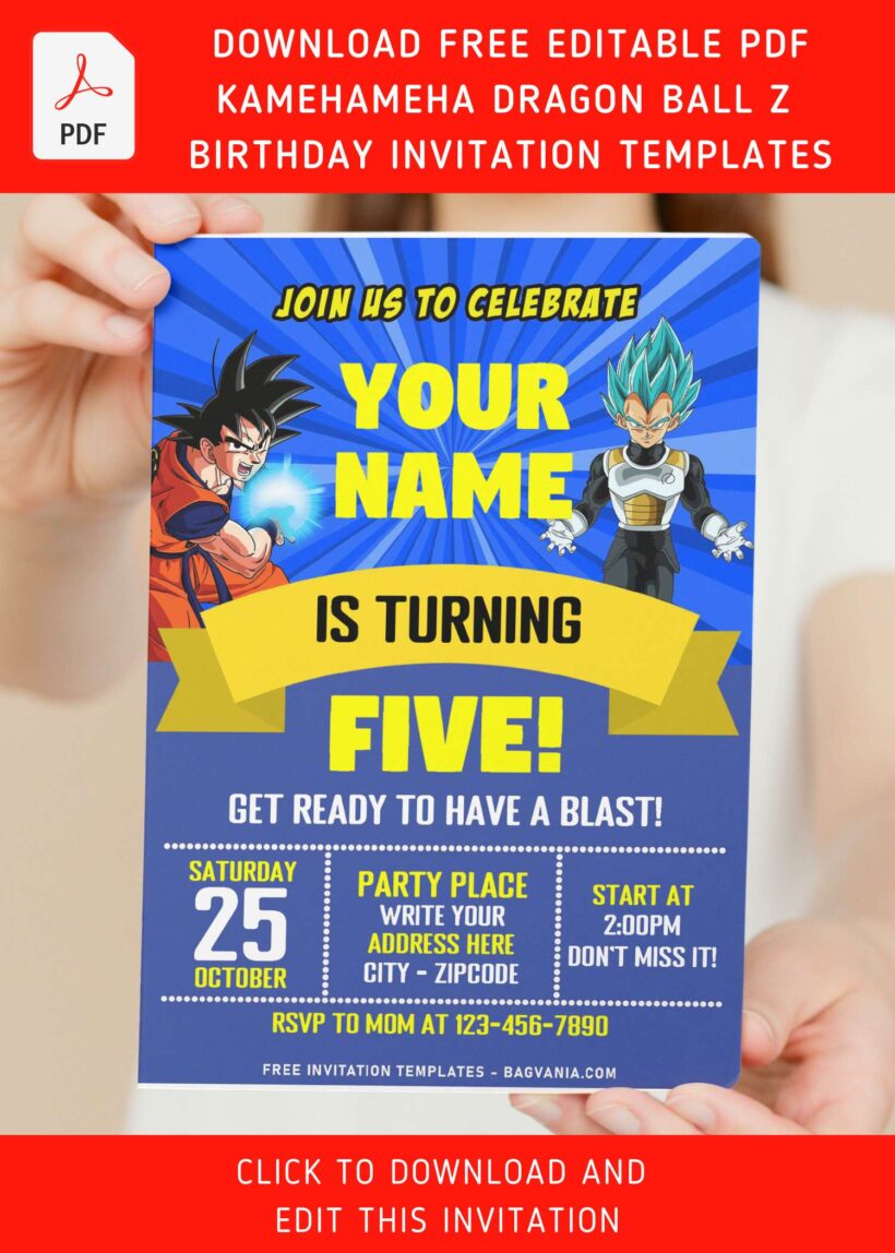 Free Editable Pdf Kamehameha Dragon Ball Z Birthday Invitation Templates Free Printable 6608