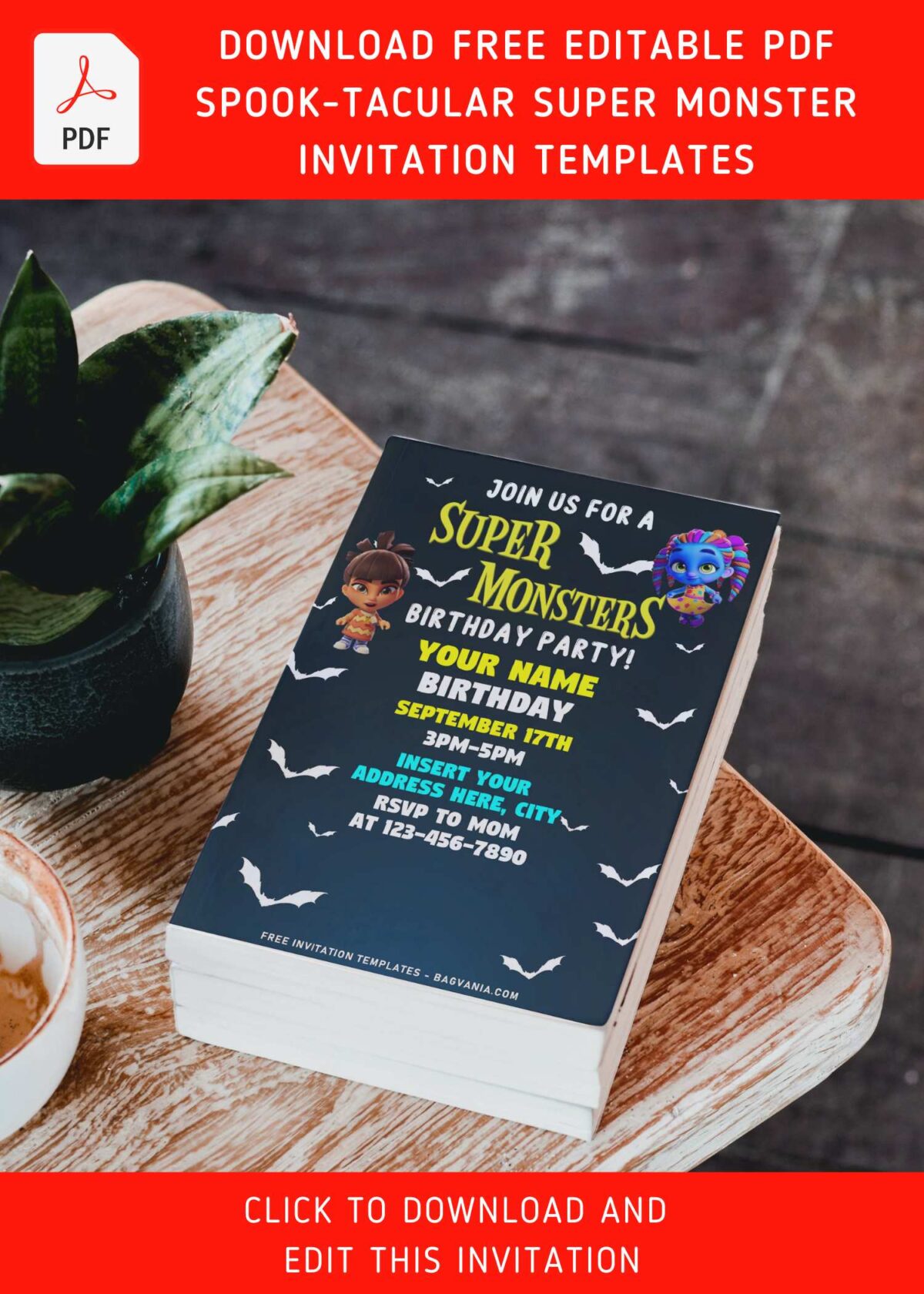 (Free Editable PDF) Spooktacular Super Monster Birthday Invitation Templates with colorful text