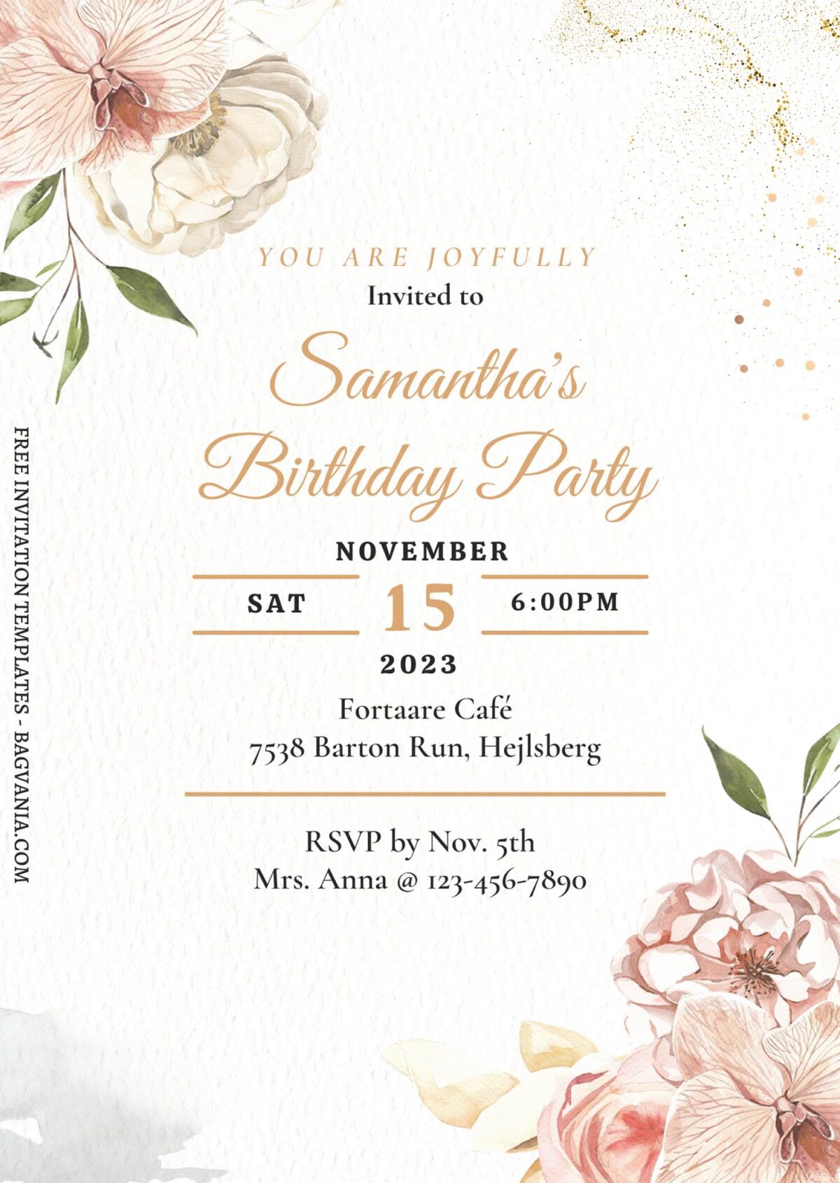 (Free) 7+ Cozy Autumn Floral Canva Birthday Invitation Templates with modern italic typefaces