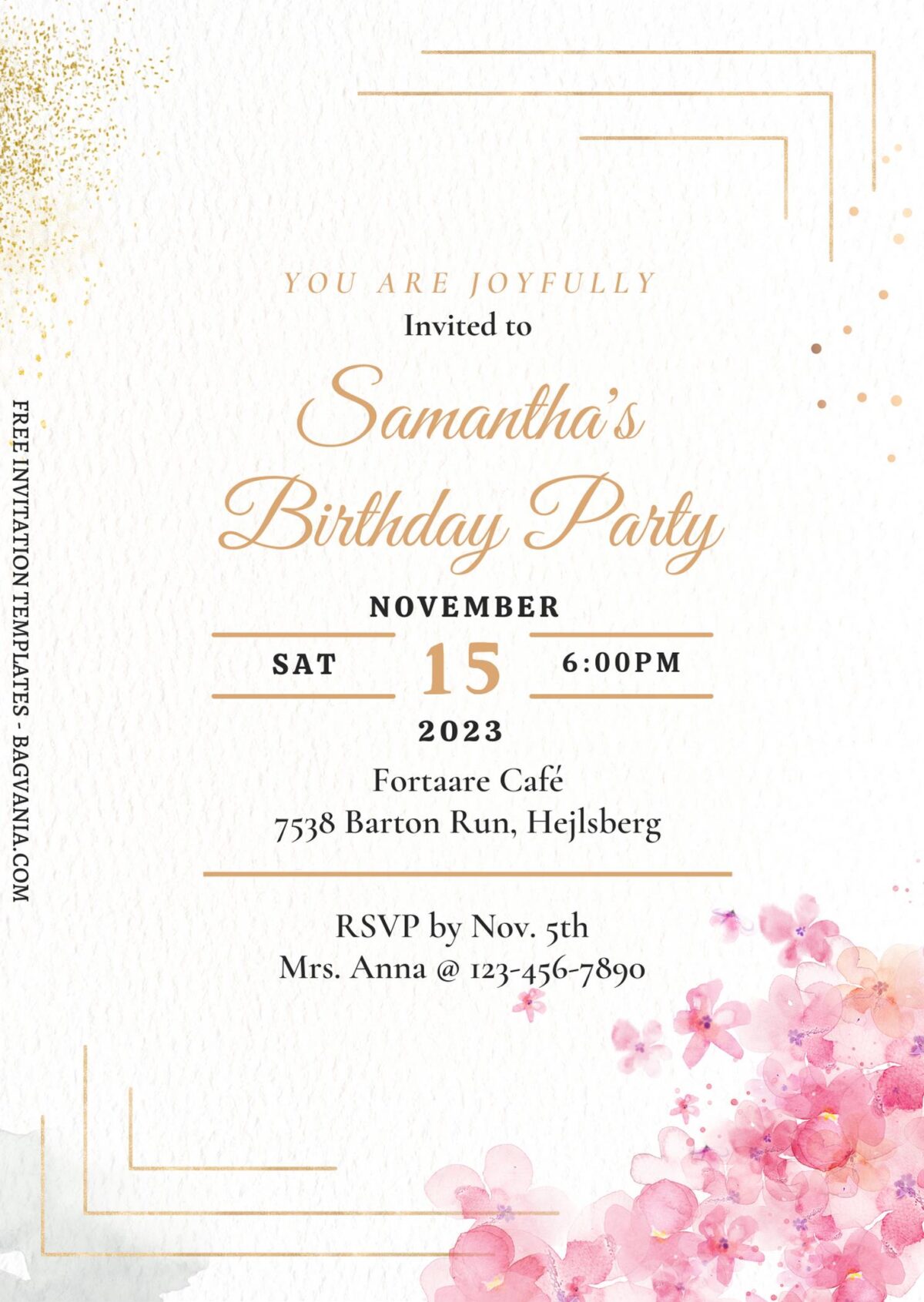 (Free) 7+ Cozy Autumn Floral Canva Birthday Invitation Templates with blush pink floral