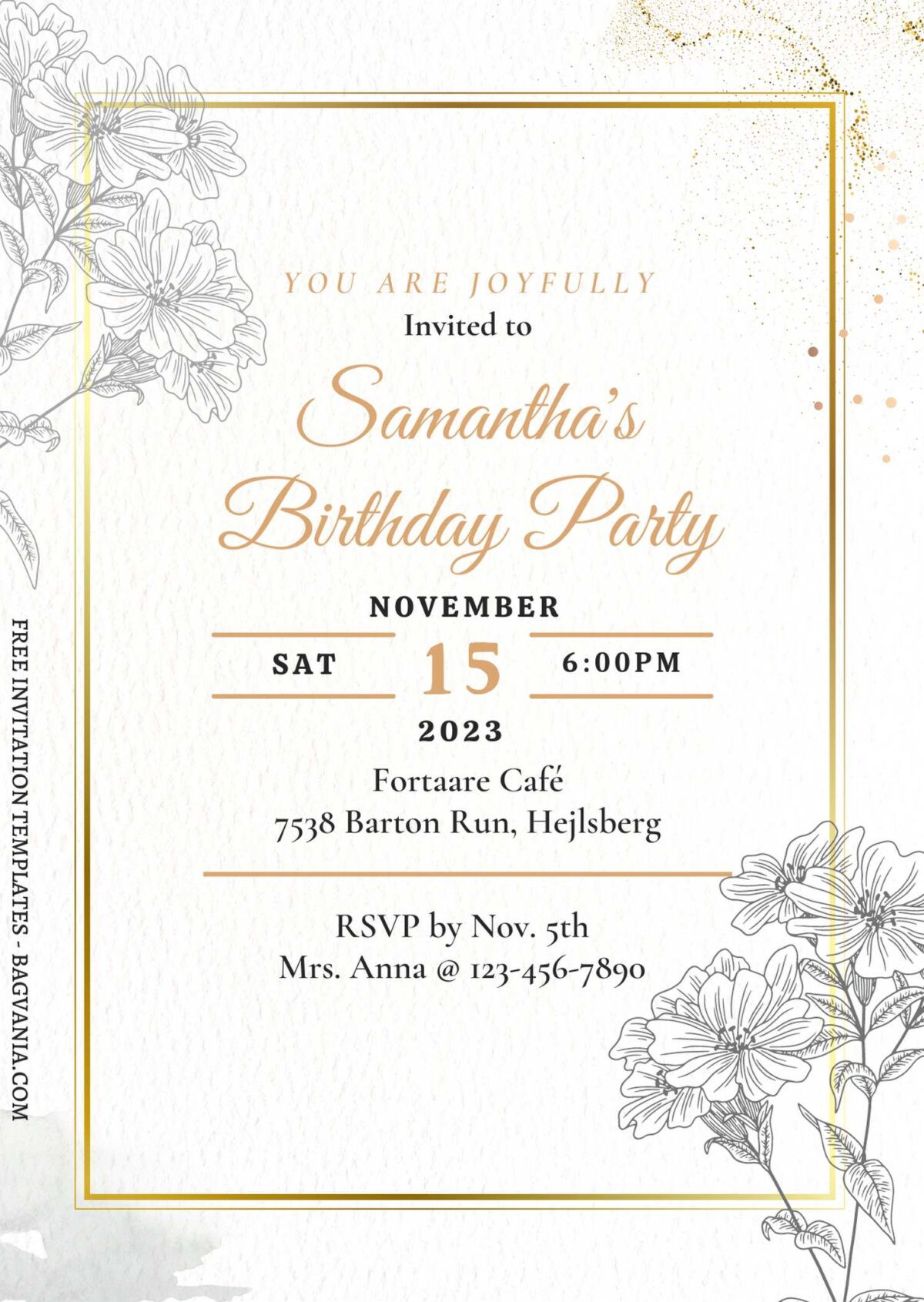 (Free) 7+ Cozy Autumn Floral Canva Birthday Invitation Templates with rustic paper background