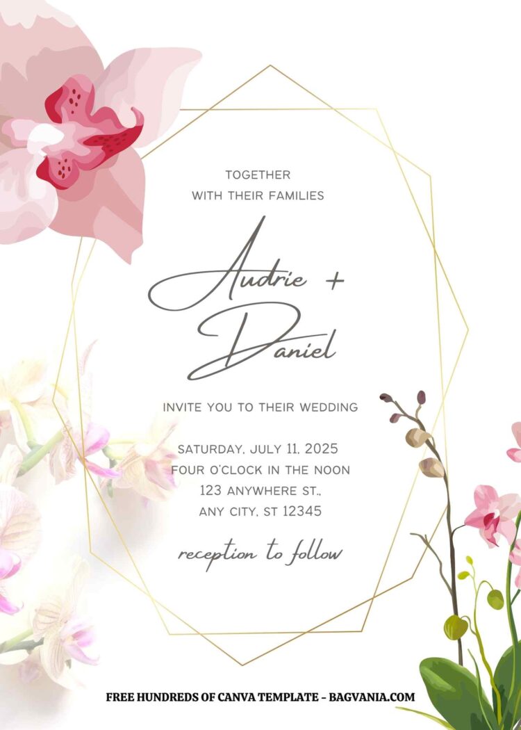 (Free) 7+ Orchid Flower Canva Wedding Invitation Templates | FREE ...