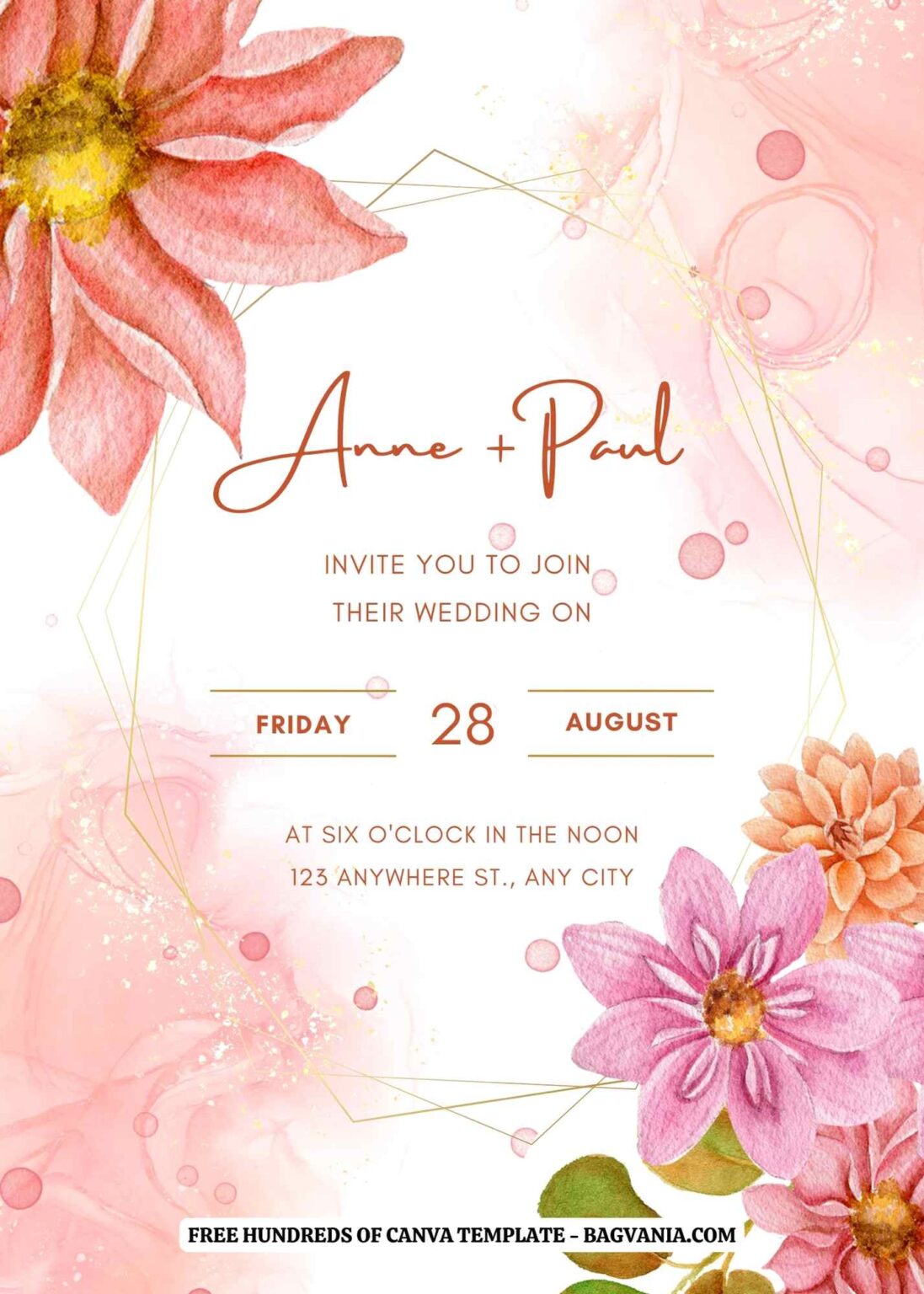 (Free) 7+ Watercolor Dahlia Flower Canva Wedding Invitation Templates ...