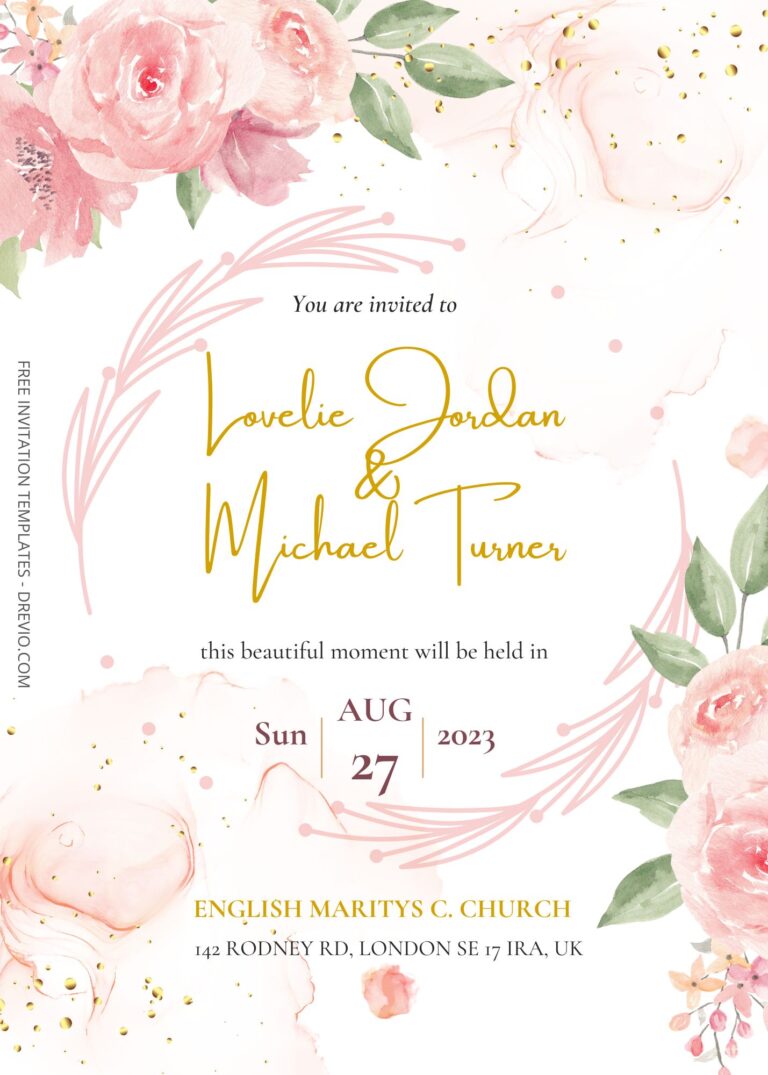 ( Free ) 10+ Soft Pink Floral Canva Wedding Invitation Templates | FREE ...