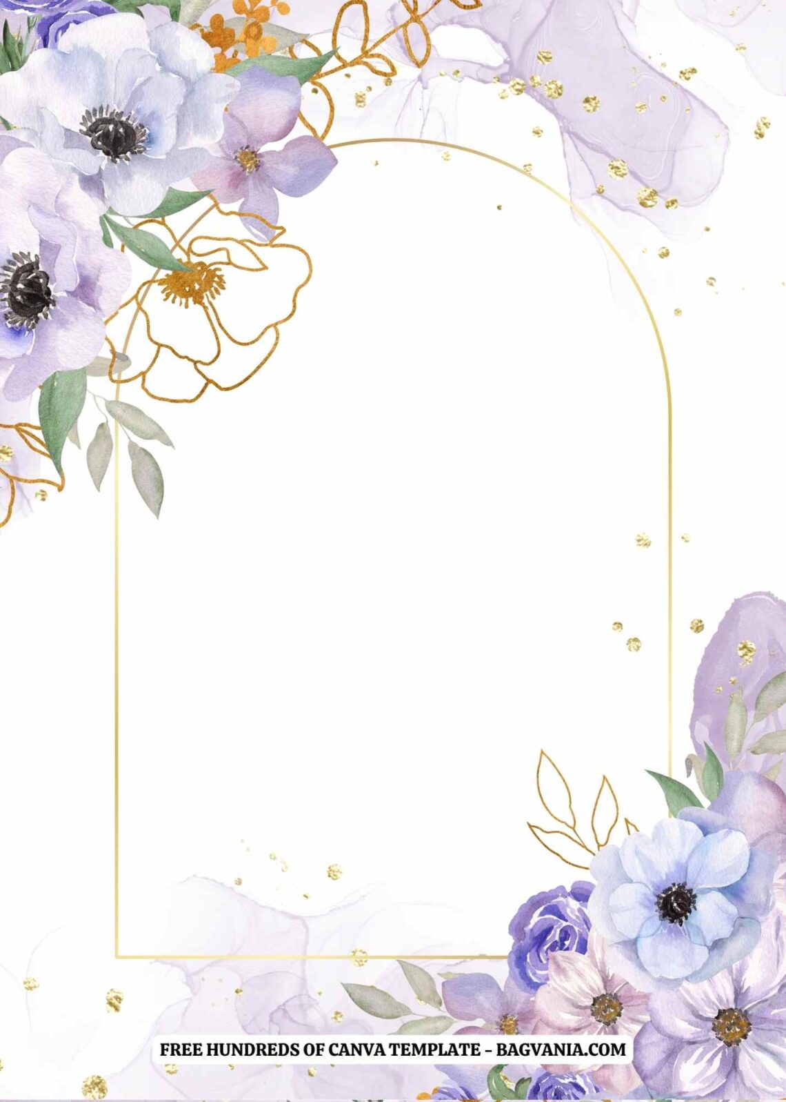 (Free) 11+ Very Peri And Gold Floral Canva Wedding Invitation Templates ...