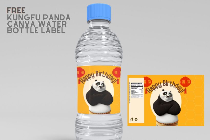 (Free) Kungfu Panda Canva Water Bottle Labels
