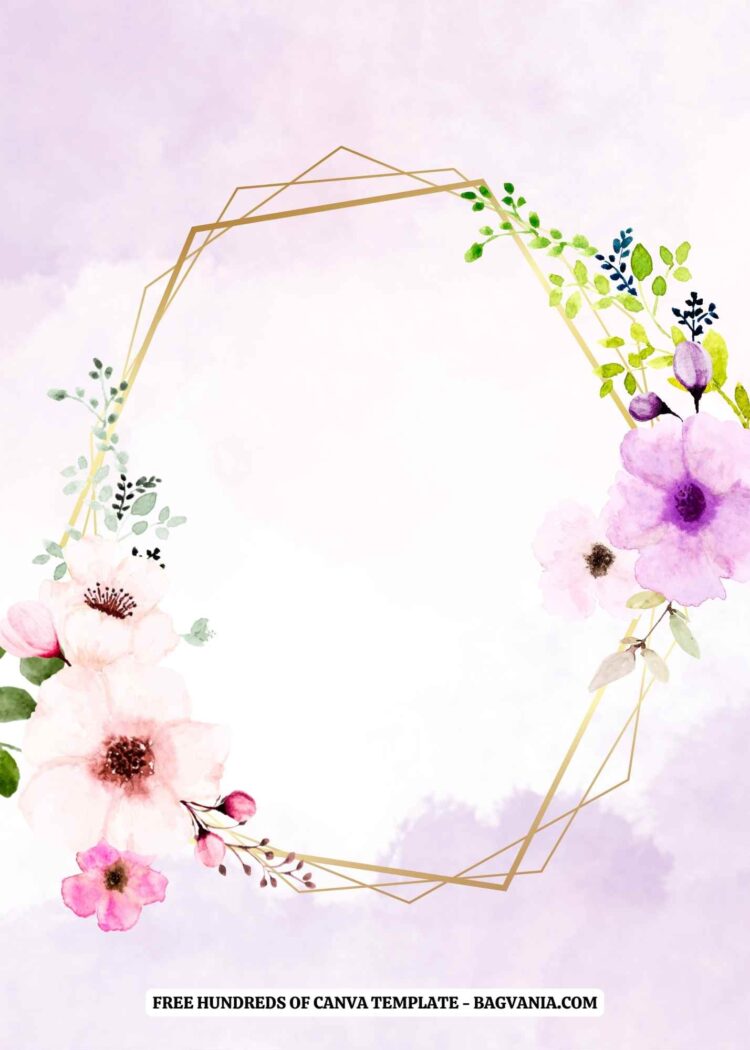 (free) 10+ Watercolor Pink Purple Flower Bouquet Canva Wedding 