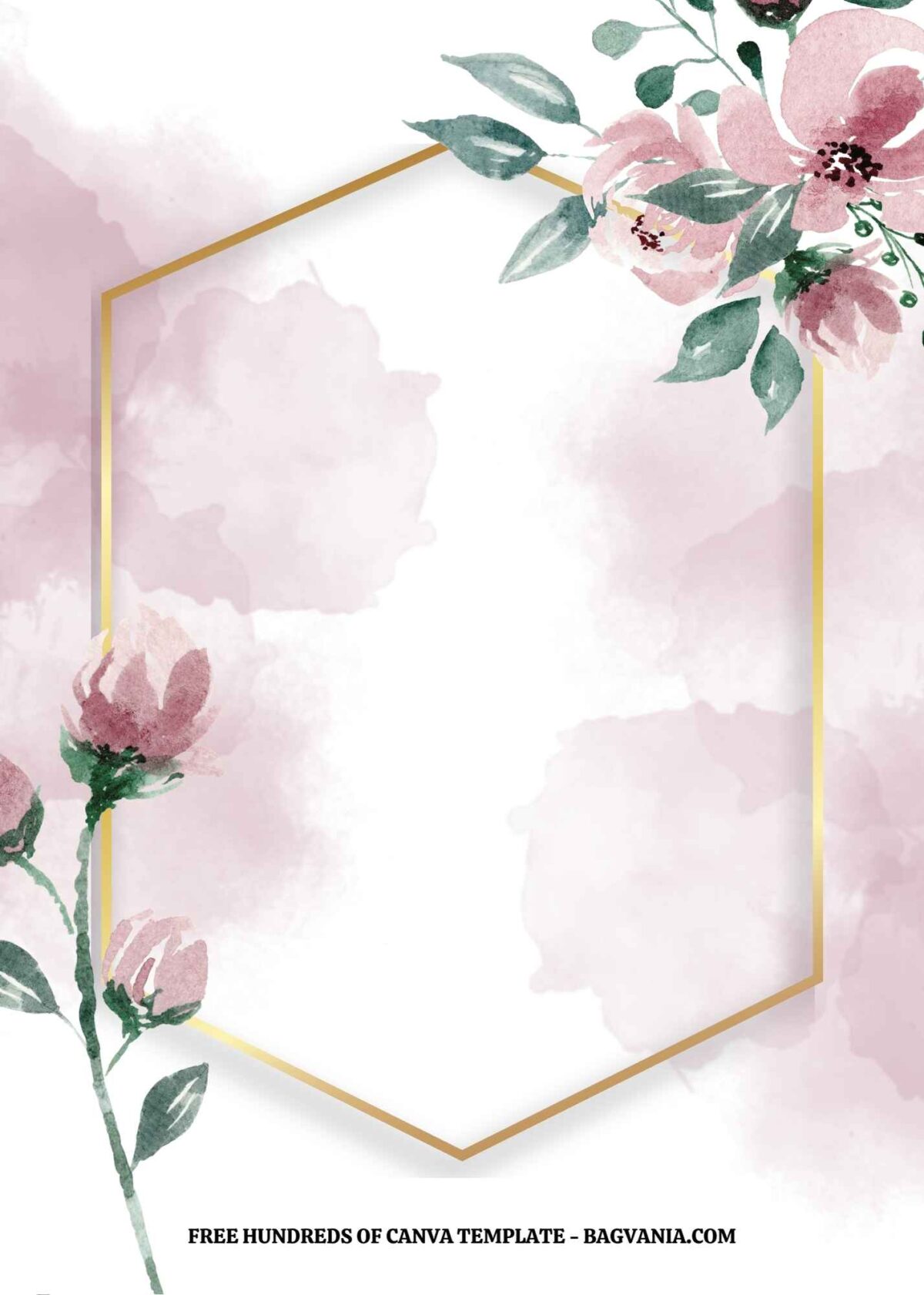 (Free) 9+ Watercolor Pink Beautiful Floral Canva Wedding Invitation ...