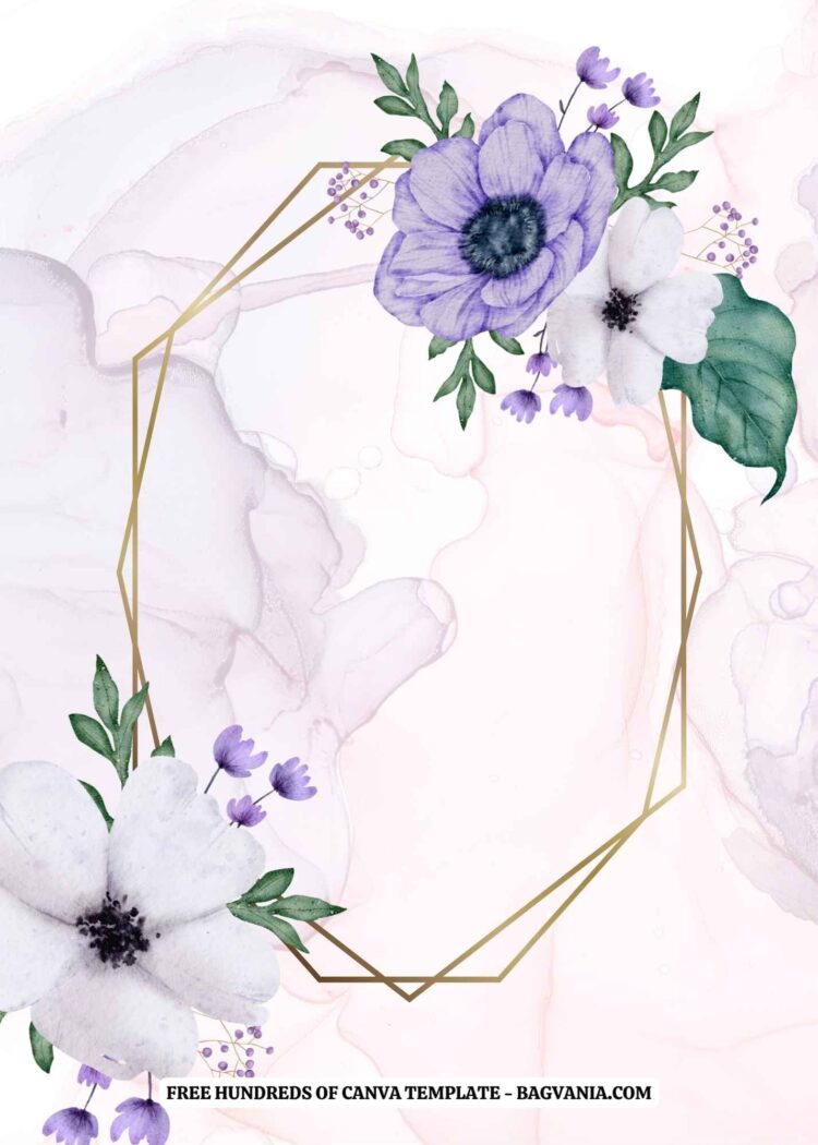 (Free) 10+ White Purple Black Flower Bouquet Canva Wedding Invitation ...