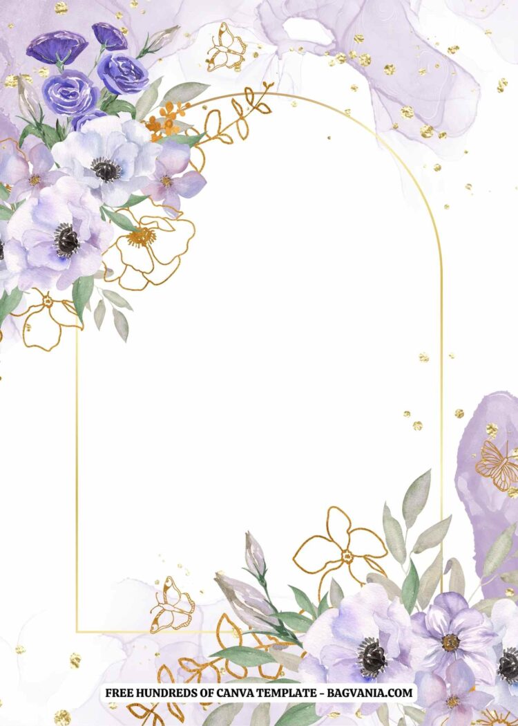 (Free) 11+ Very Peri And Gold Floral Canva Wedding Invitation Templates ...