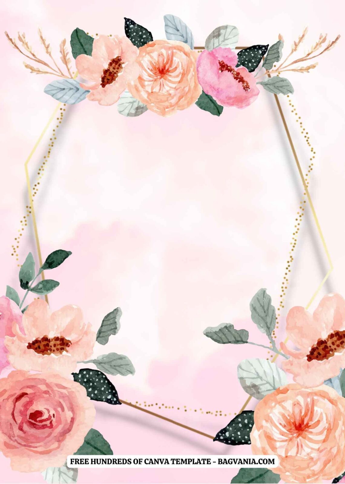 (Free) 7+ Peach Pink Watercolor Flower Canva Wedding Invitation ...