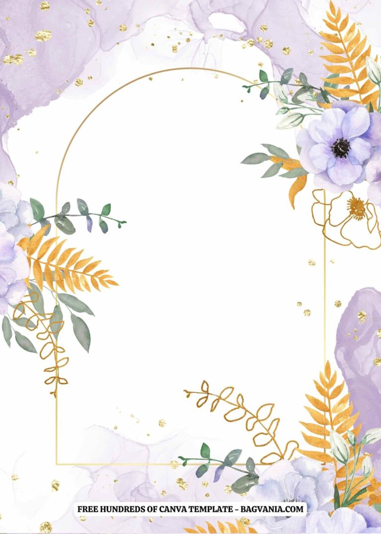 (Free) 11+ Very Peri And Gold Floral Canva Wedding Invitation Templates ...
