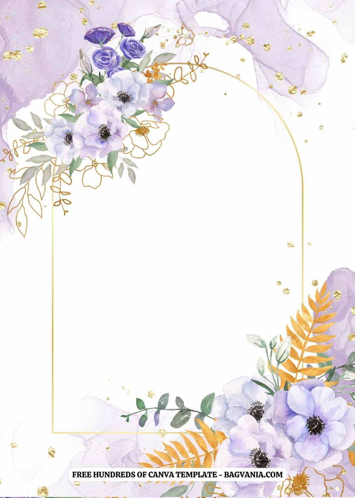 (Free) 11+ Very Peri And Gold Floral Canva Wedding Invitation Templates ...