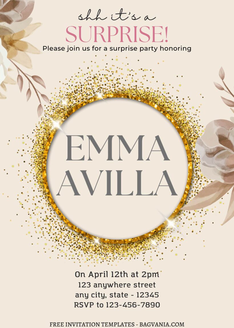 (Free) 9+ Delicate Rustic Gold Canva Birthday Invitation Templates ...