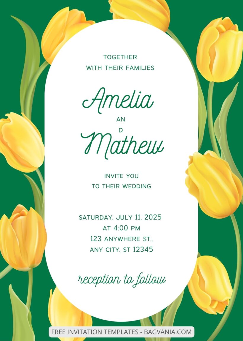( Free ) 10+ Blossoming Tulips Canva Wedding Invitation Templates