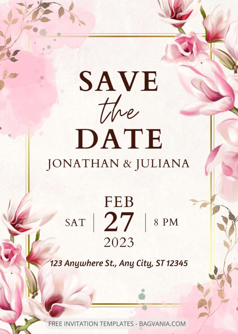 ( Free ) 10+ Watercolor Magnolia Canva Wedding Invitation Templates ...
