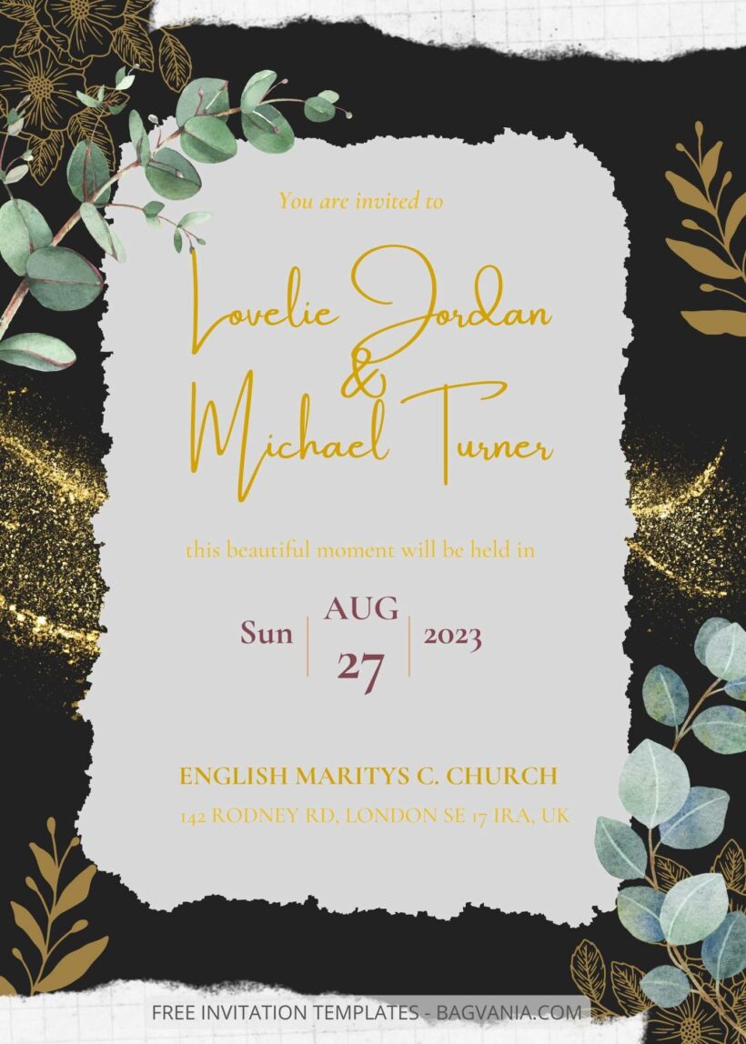 ( Free ) 7+ Greenery Gold Canva Wedding Invitation Templates