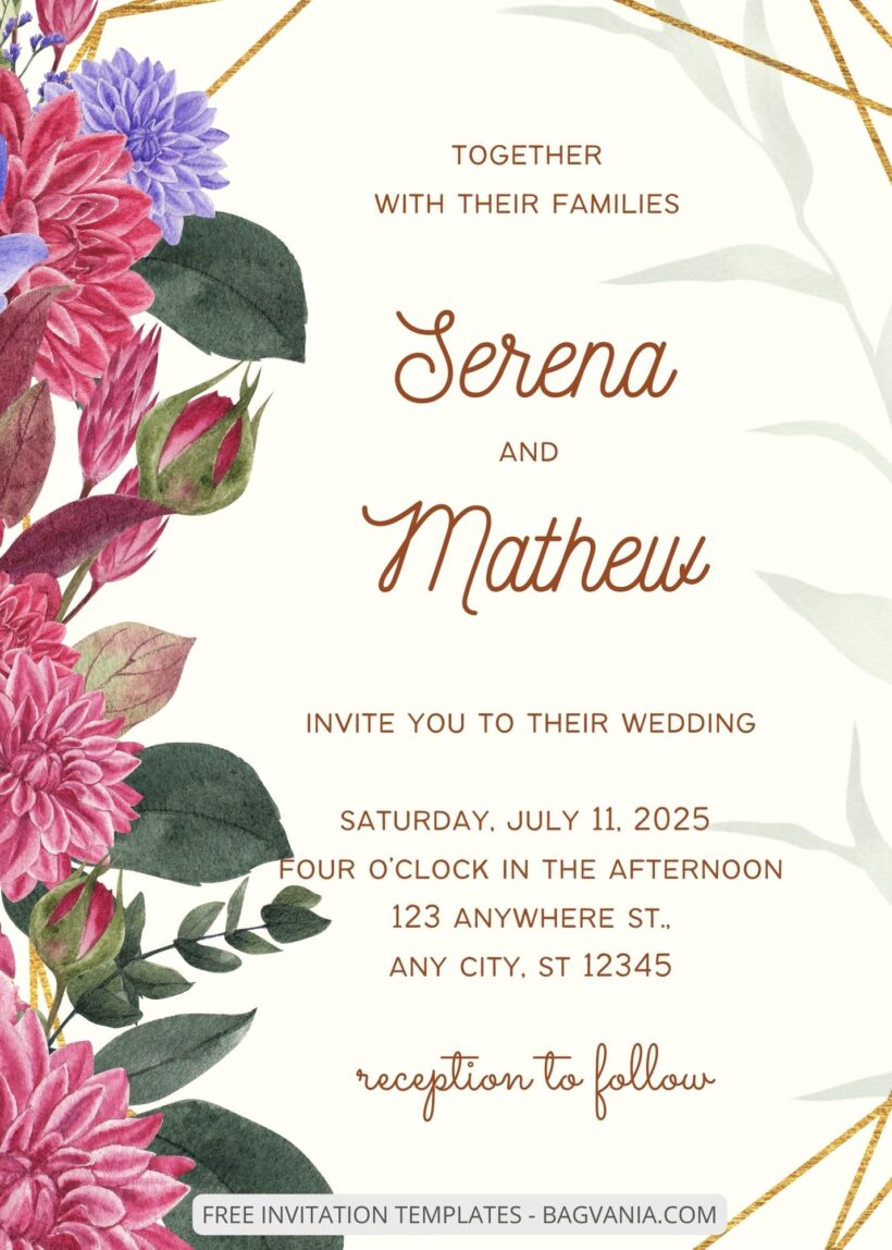 ( Free ) 7+ Mauve Red Floral Canva Wedding Invitation Templates 
