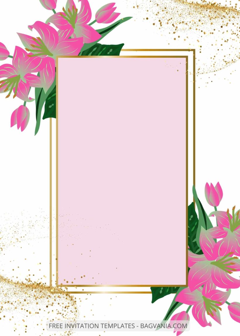 ( Free ) 7+ Pink Watercolor Floral Canva Wedding Invitation Templates Six
