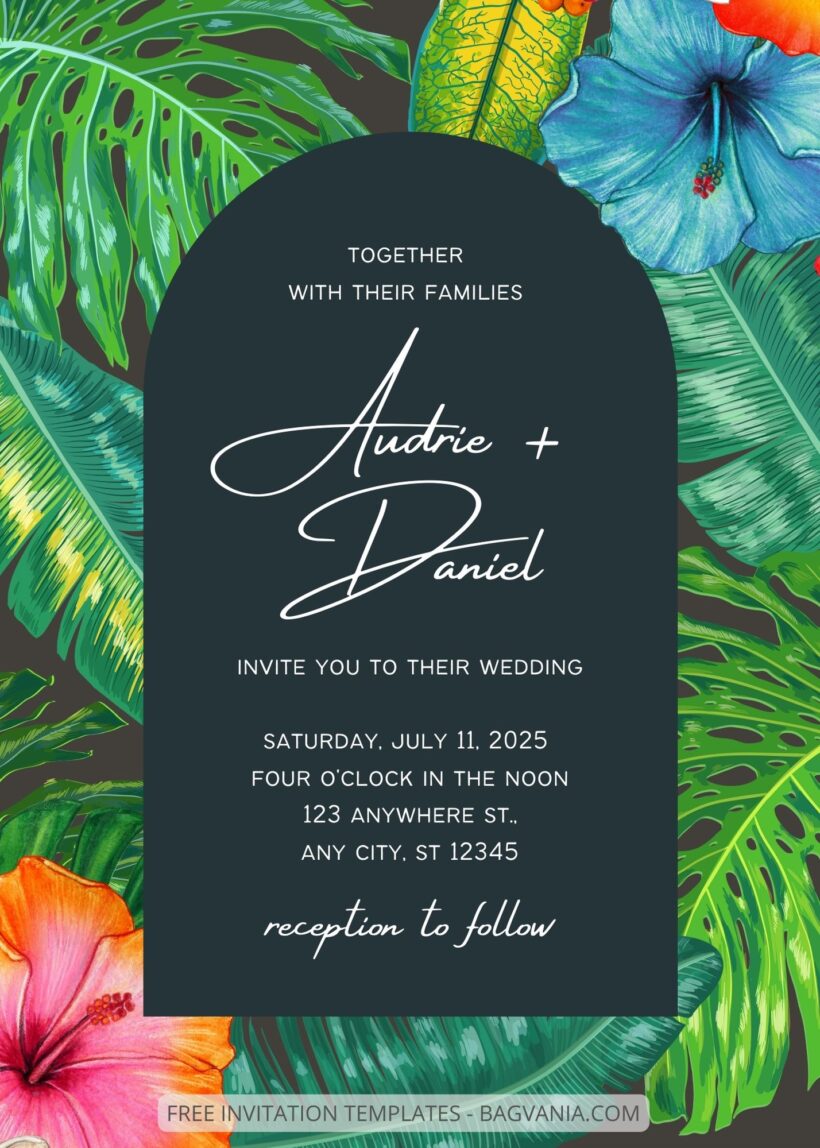 ( Free ) 7+ Tropical Party Canva Wedding Invitation Templates