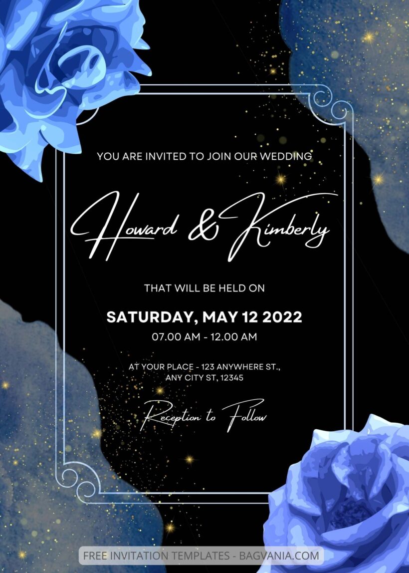 ( Free ) 7+ Watercolor Blue Floral Canva Wedding Invitation Templates