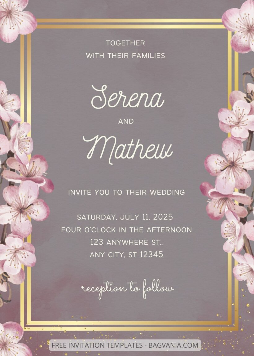 ( Free ) 8+ Cherry Blossom Canva Wedding Invitation Templates