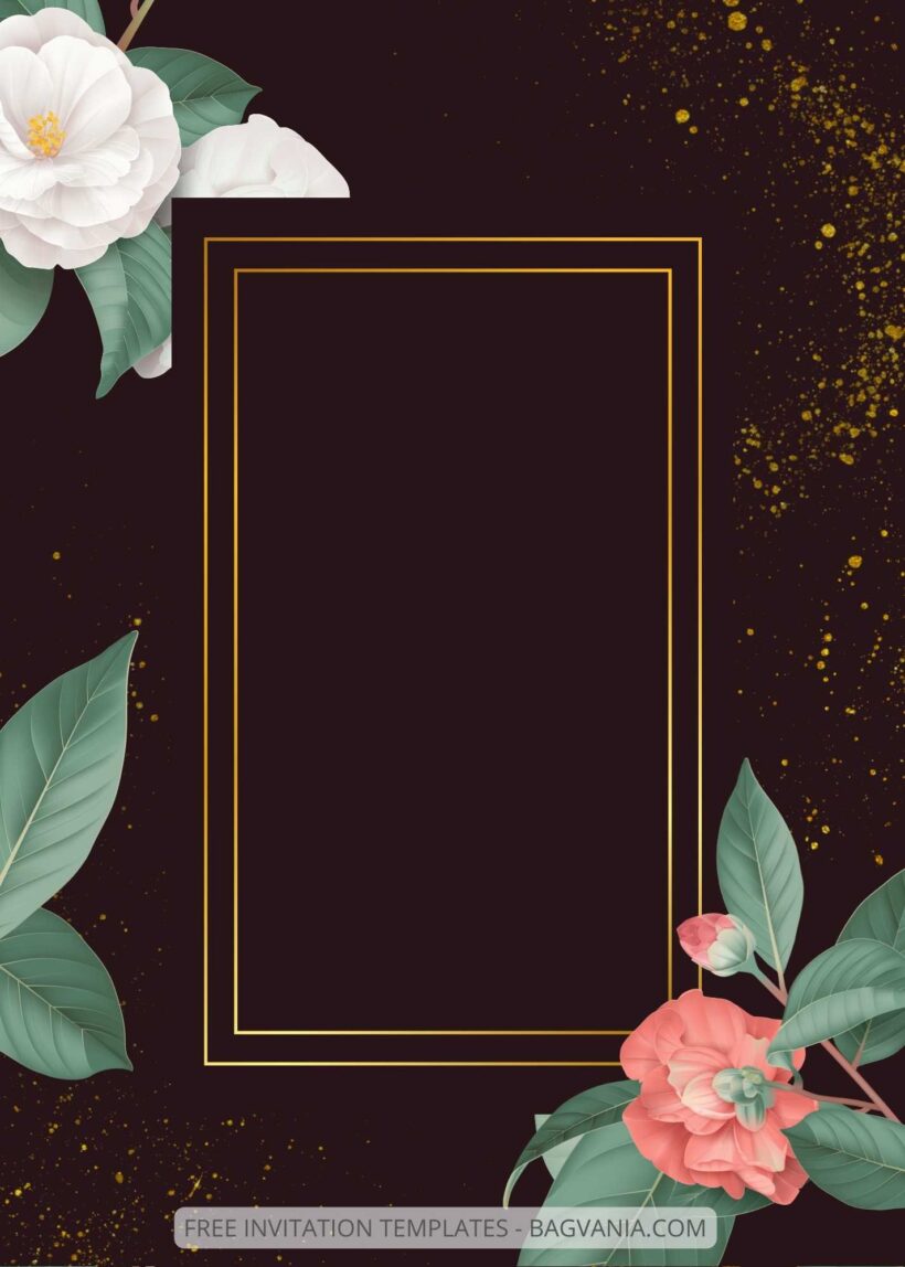 ( Free ) 8+ Floral Gold Canva Wedding Invitation Templates Four