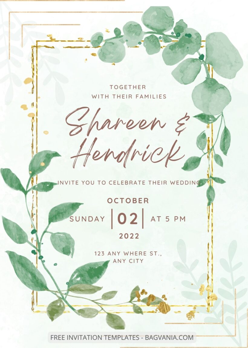 ( Free ) 8+ Greenery Frame Canva Wedding Invitation Templates