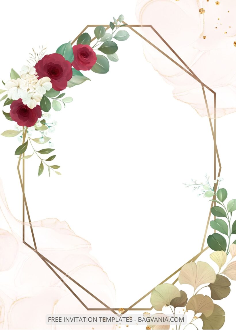 ( Free ) 8+ Roses Frame Canva Wedding Invitation Templates Eight