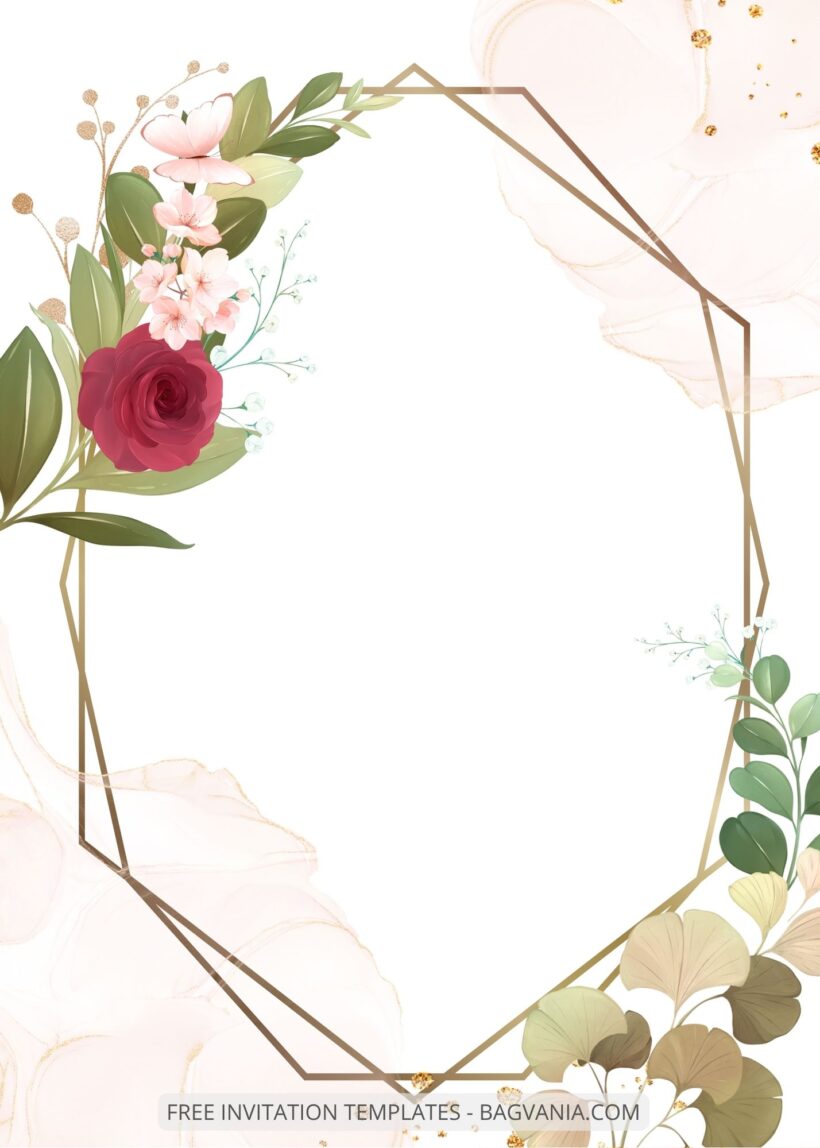 ( Free ) 8+ Roses Frame Canva Wedding Invitation Templates Six
