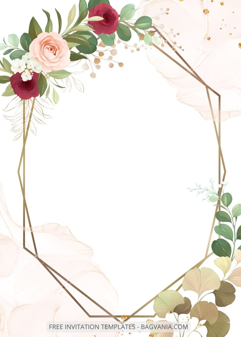 ( Free ) 8+ Roses Frame Canva Wedding Invitation Templates Two