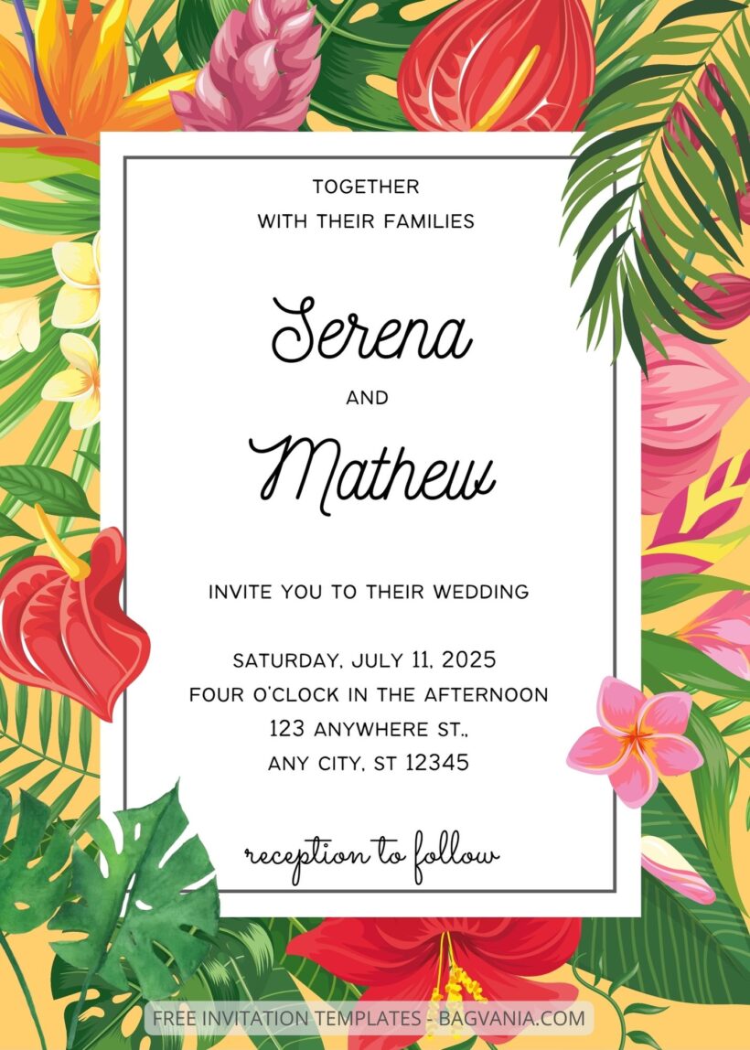 ( Free ) 8+ Tropical Go! Canva Wedding Invitation Templates