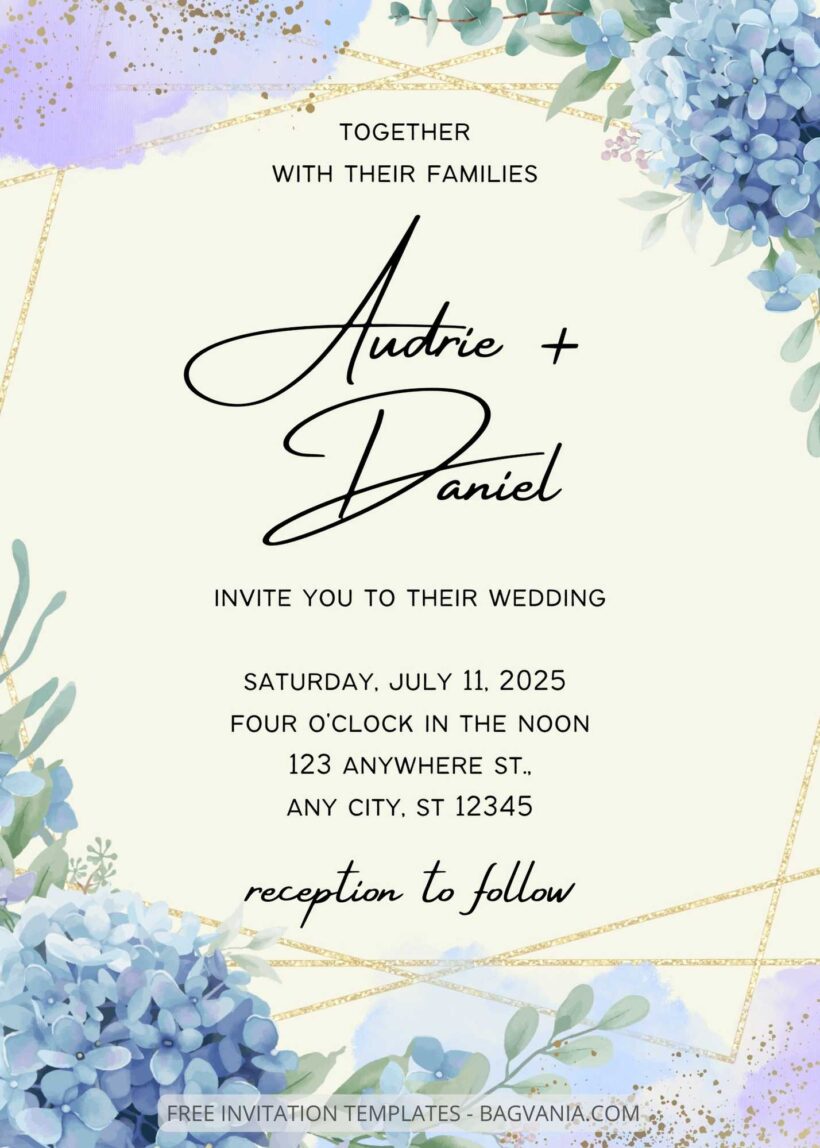 ( Free ) 8+ Watercolor Hydrangea Canva Wedding Invitation Templates