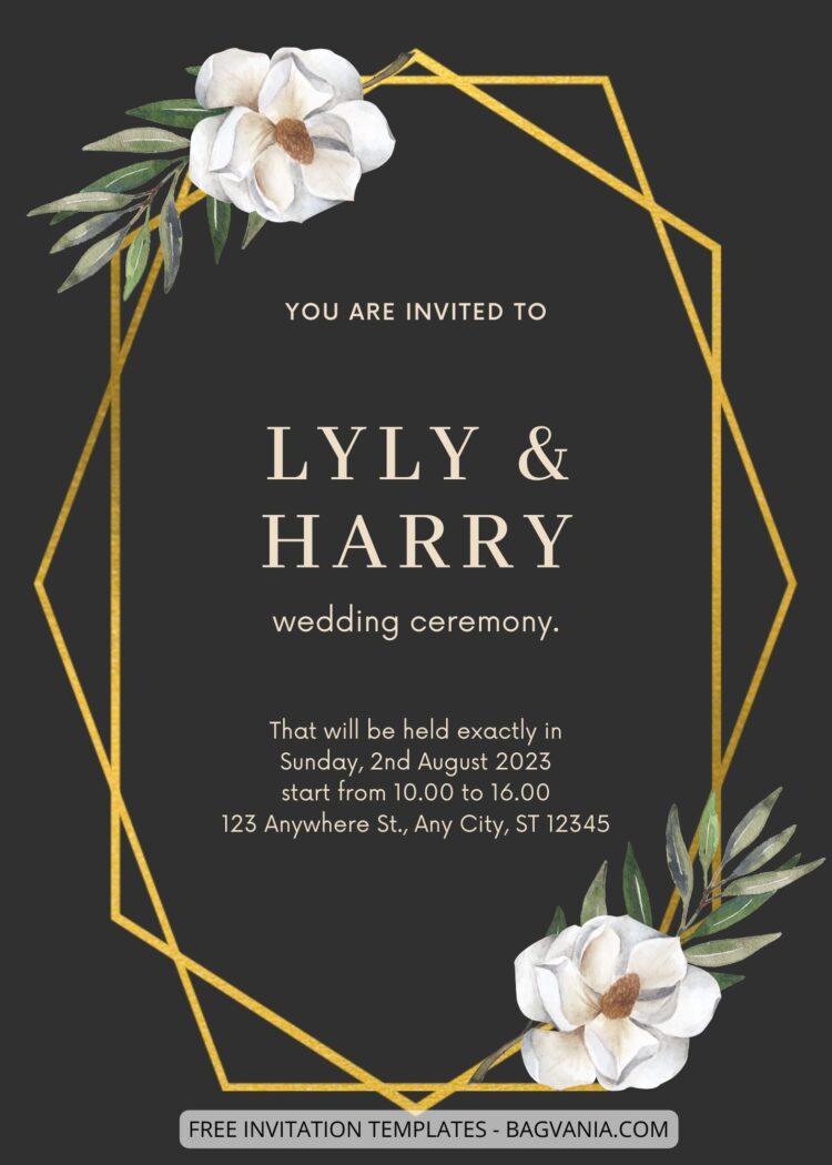 ( Free ) 8+ White Magnolia Canva Wedding Invitation Templates | FREE ...