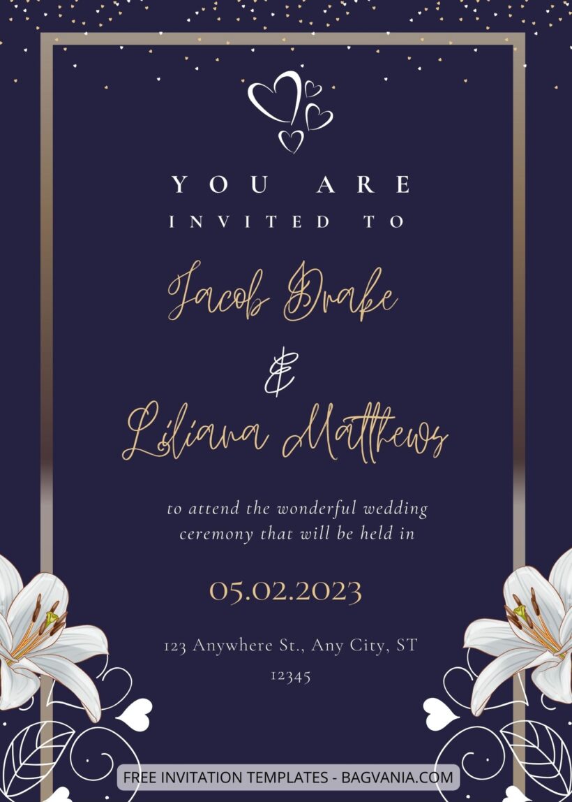 ( Free ) 9+ White Lily Canva Wedding Invitation Templates