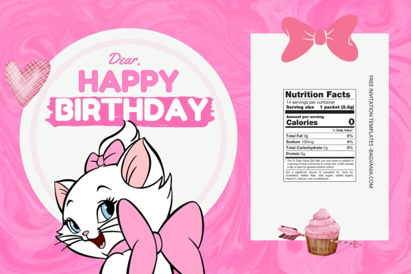 (Free) Aristocats Canva Birthday Water Bottle Labels One