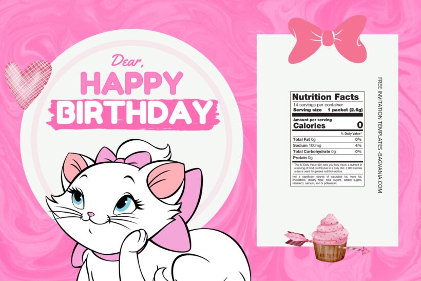 (Free) Aristocats Canva Birthday Water Bottle Labels Seven