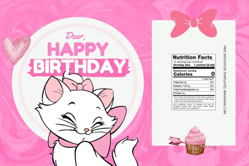 (Free) Aristocats Canva Birthday Water Bottle Labels Two