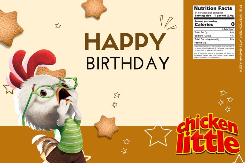 (Free) Chicken Little Canva Birthday Water Bottle Labels Two