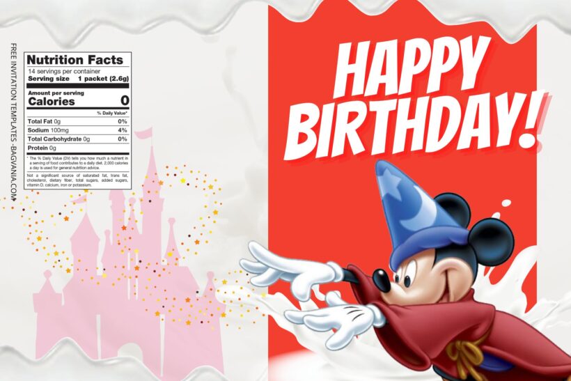 (Free) Disney Fantasia Canva Birthday Water Bottle Labels Four