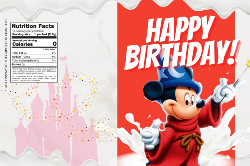 (Free) Disney Fantasia Canva Birthday Water Bottle Labels One