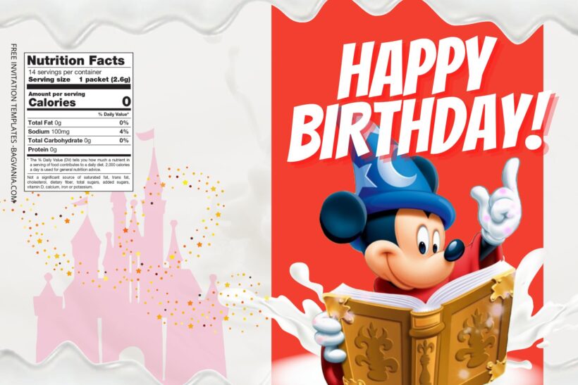 (Free) Disney Fantasia Canva Birthday Water Bottle Labels Two