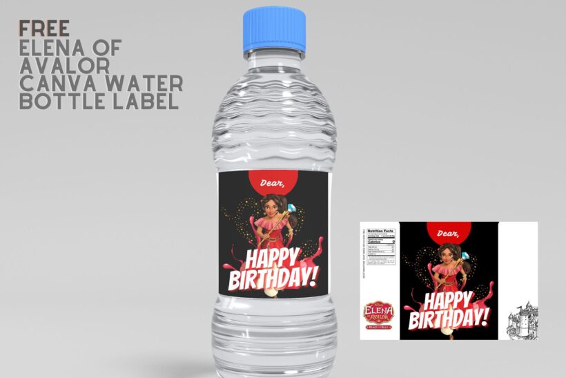 (Free) Elena Of Avalor Canva Birthday Water Bottle Labels 