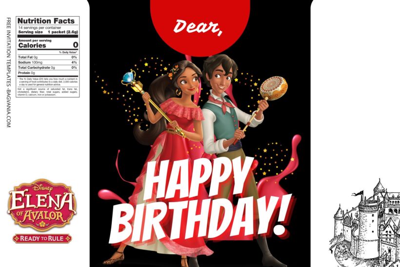 (Free) Elena Of Avalor Canva Birthday Water Bottle Labels FIve