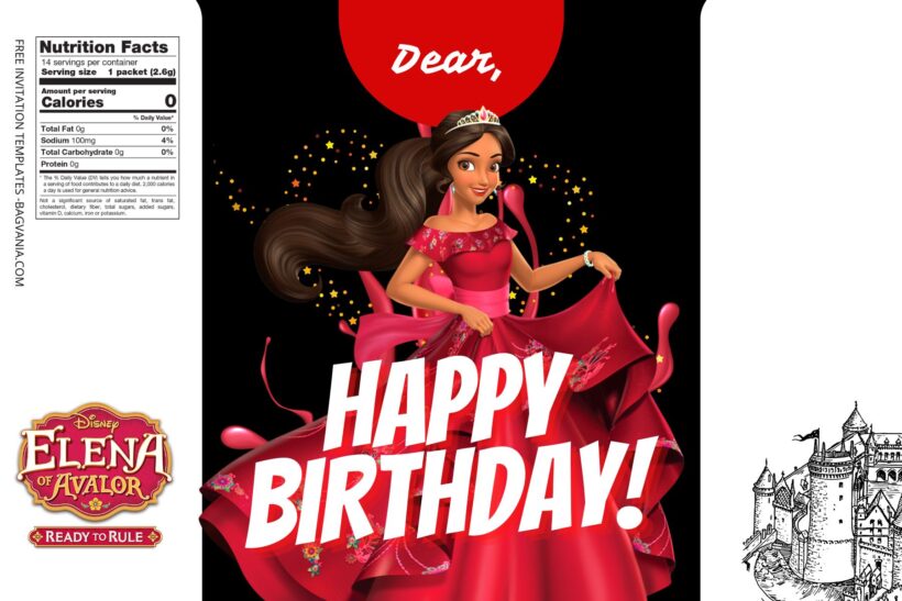 (Free) Elena Of Avalor Canva Birthday Water Bottle Labels Four