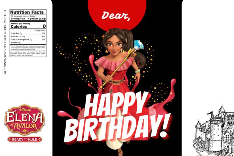 (Free) Elena Of Avalor Canva Birthday Water Bottle Labels One
