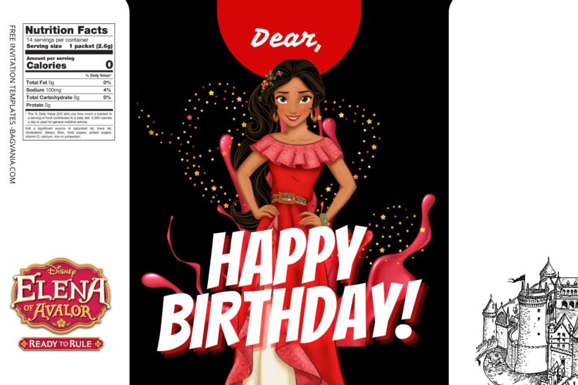 (Free) Elena Of Avalor Canva Birthday Water Bottle LabelsnTwo