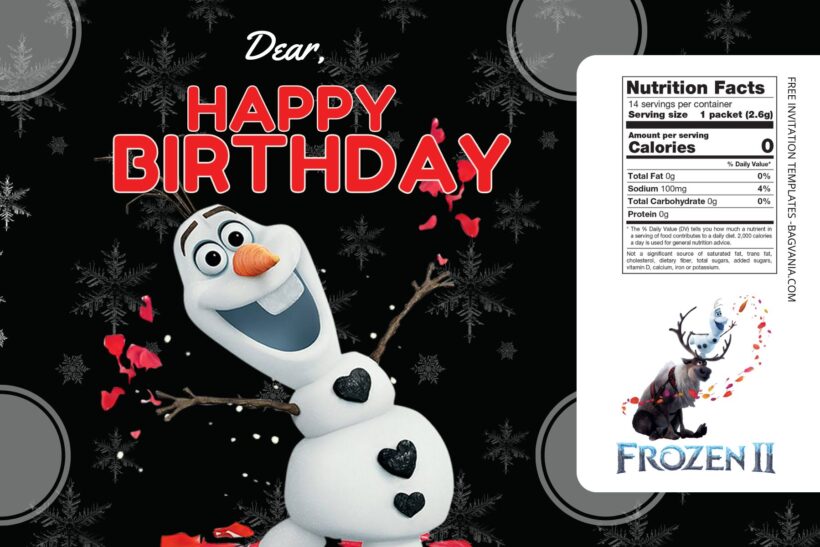 (Free) Frozen II Canva Birthday Water Bottle Labels Five