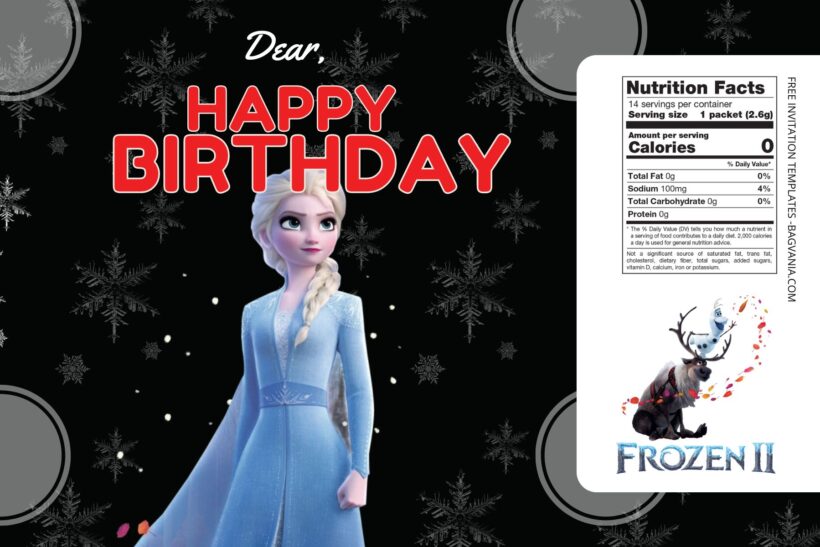 (Free) Frozen II Canva Birthday Water Bottle Labels Four